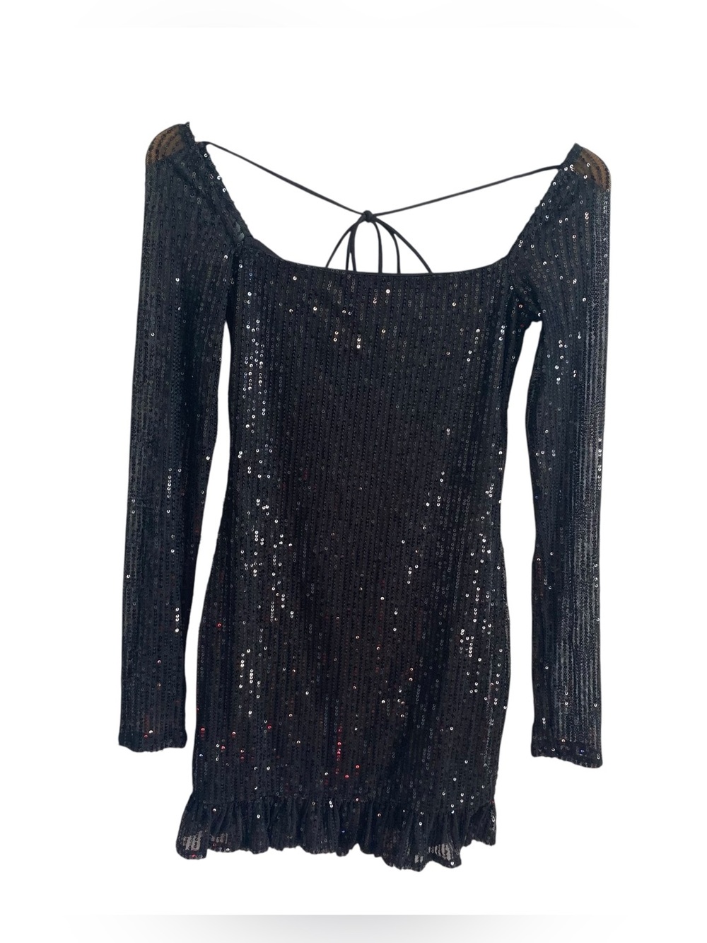 Lucy in the Sky Los Angeles Black Sequin Long Sleeve Mini Party Dress Size XS
